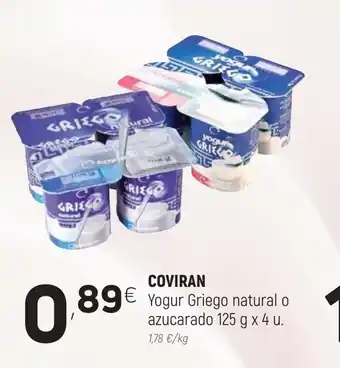 Coviran oviran Yogur Griego natural o azucarado 125g x 4 u oferta
