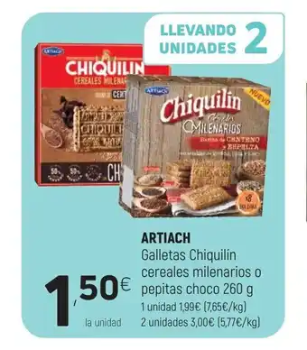 Coviran Artiach Galletas Chiquilin cereales milenarios o pepitas choco 260g oferta