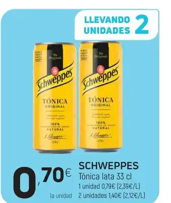 Coviran Schweppes lata 33cl oferta