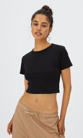 Stradivarius Camiseta básica crop oferta