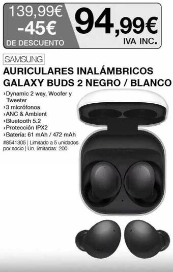 Costco Samsung Auriculares Inalámbricos Galaxy Buds 2 Negro-blanco oferta