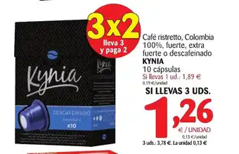 Alimerka Kynia Café ristretto, Colombia 100%, fuerte, extra fuerte o descafeinado 10 cápsulas oferta