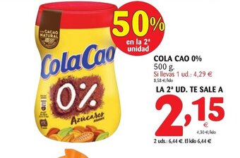 Alimerka Cola Cao 0% 500g oferta
