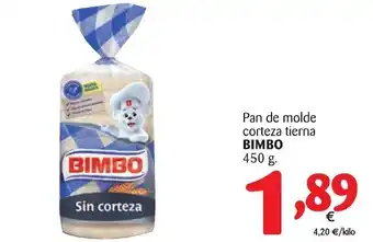 Alimerka Bimbo Pan de molde corteza tierna 450g oferta