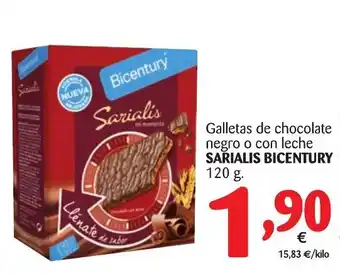 Alimerka Sarialis Bicentury Galletas de chocolate negro o con leche 120g oferta