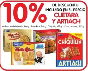 Alimerka Cuétara y Artiach 10% de descuento oferta