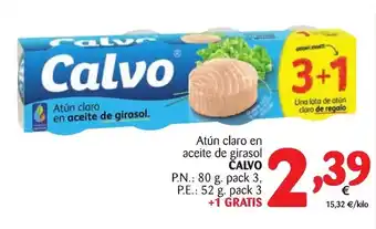 Alimerka Calvo Atún claro en aceite de girasol pack 3 + 1 Gratis oferta