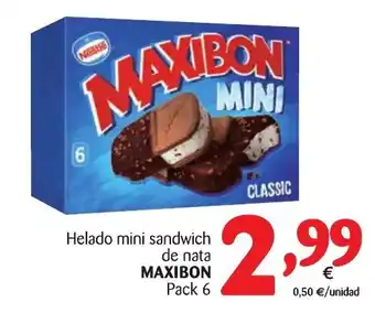 Alimerka Maxibon Helado mini sandwich de nata Pack 6 oferta
