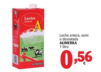 Alimerka Alimerka Leche entera, semi o desnatada 1 litro oferta