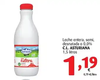 Alimerka Central Lechera Asturiana Leche entera, semi, desnatada o 0,0% 1,5 litros oferta
