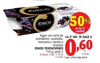 Alimerka Oikos Tentaciones Yogur con tarta de arándanos 110g. pack 2 oferta