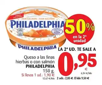 Alimerka Philadelphia Queso a las finas hierbas o con salmón 150g oferta