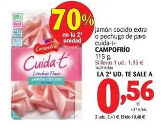 Alimerka Campofrío Jamón cocido extra o pechuga de pavo cuida-t+ 115g oferta