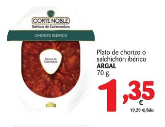 Alimerka Argal Plato de chorizo o salchichón ibérico 70g oferta