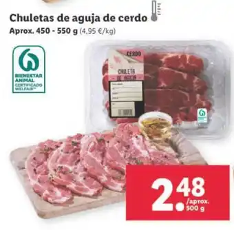 Lidl Chuletas de Aguja de Cerdo Aprox. 450 - 550 g oferta