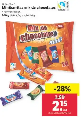 Lidl Mister Choc® Minibarritas Mix de Chocolates 500 g oferta