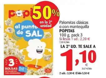 Alimerka Popitas Palomitas clásicas o con mantequilla 100g pack 3 oferta