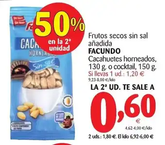 Alimerka Facundo Frutos secos sin sal añadida 130g/150g oferta