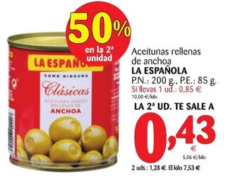 Alimerka La Española Aceitunas rellenas de anchoa oferta