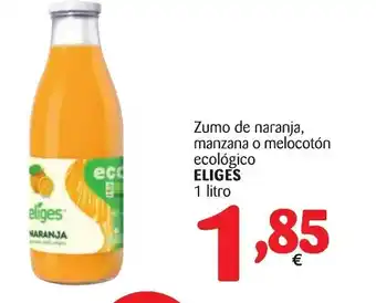 Alimerka Eliges Zumo de naranja, manzana o melocotón ecológico 1 litro oferta