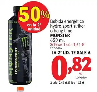 Alimerka Monster Bebida Energética hydro sport striker o hang time 650ml oferta