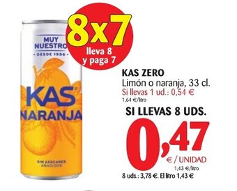 Alimerka Kas Zero Limón o naranja 33cl oferta