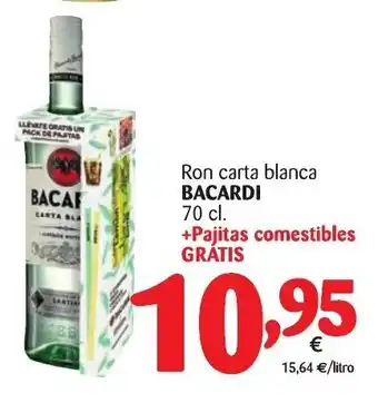 Alimerka Bacardi Ron carta blanca 50cl+Pajitas comestibles Gratis oferta