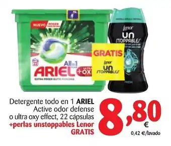 Alimerka Ariel Detergente todo en 1+Lenor perlas instoppables Gratis oferta