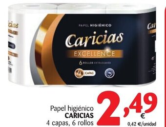 Alimerka Caricias Papel Higiénico 4 capas, 6 rollos oferta