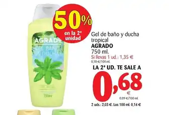 Alimerka Agrado Gel de baño y ducha tropical 750ml oferta