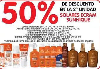 Alimerka Solares Ecram Sunnique 50% de descuento oferta