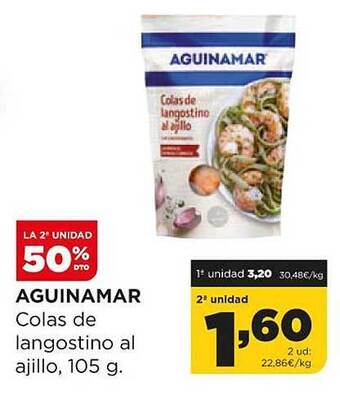 Alimerka La 2a Unidad 50% Dto Aguinamar Colas De Langostino Al Ajillo oferta