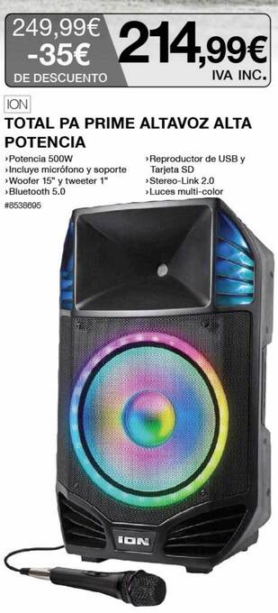 Costco Total Pa Prime Altavoz Alta Potencia Ion oferta