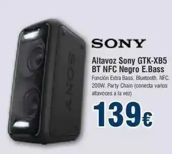 FROIZ Altavoz Sony Gtk-xb5 Bt Nfc Negro E.bass oferta