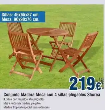 FROIZ Conjunto Madera Mesa Con 4 Sillas Plegables Shorea oferta