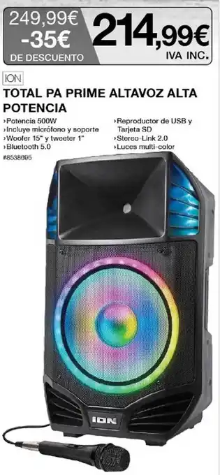 Costco Total Pa Prime Altavoz Alta Potencia Ion oferta