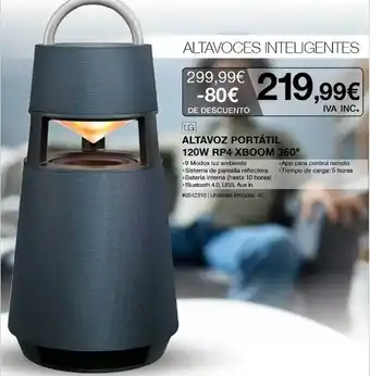 Costco Lg Altavoz Portátil 120w Rp4 Xboom 360° oferta