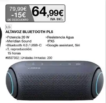 Costco Lg Altavoz Bluetooth Pl5 oferta