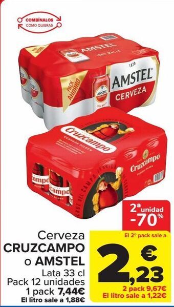 Carrefour Cerveza cruzcampo o amstel oferta