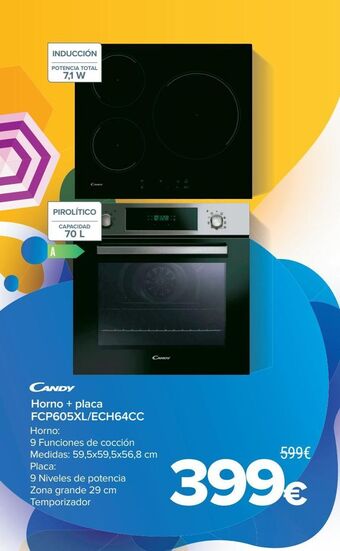 Carrefour Candy horno + placa fcp605xl/ech64cc oferta