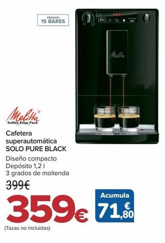 Carrefour Melitta cafetera superautomática solo pure black oferta