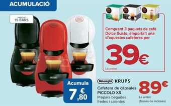 Carrefour Delonghi krups cafetera de càpsules piccolo xs oferta