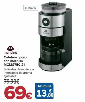Carrefour Mandine cafetera goteo con molinillo macmg750-21 oferta