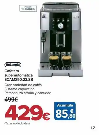 Carrefour Delonghi cafetera superautomática ecam250.23.sb oferta