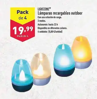 ALDI Lightzone lámparas recargables outdoor oferta