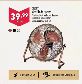 ALDI Quigg ventilador retro oferta