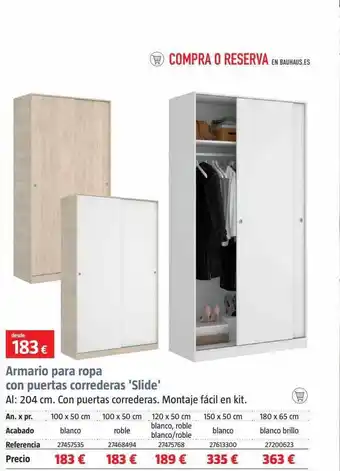 Bauhaus Armario para ropa con puerta correderas slide oferta