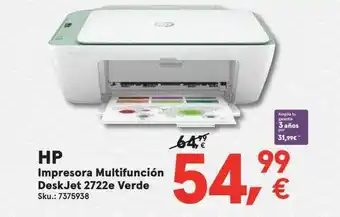 Worten Hp impresora multifunction desk jet 2722e verde oferta