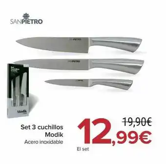 Carrefour Sanpietro set 3 cuchillos modik oferta