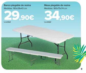 Carrefour Banco plegable de resina mesa plegable de resina oferta